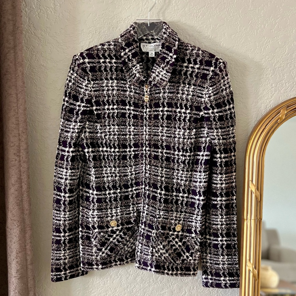 St John Collection Zip Up Tweed Jacket